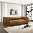 Pattison Rectangular Genuine Leather Sofa with Tight Back in Tan