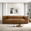 Pattison Rectangular Genuine Leather Sofa with Tight Back in Tan