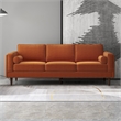 Helena Modern Living Room Rectangular Pillow Back Orange Velvet Sofa