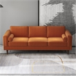 Helena Modern Living Room Rectangular Pillow Back Orange Velvet Sofa
