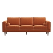 Helena Modern Living Room Rectangular Pillow Back Orange Velvet Sofa