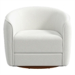 Lantern Mid-Century Modern Round Back Beige Boucle Fabric Swivel Chair