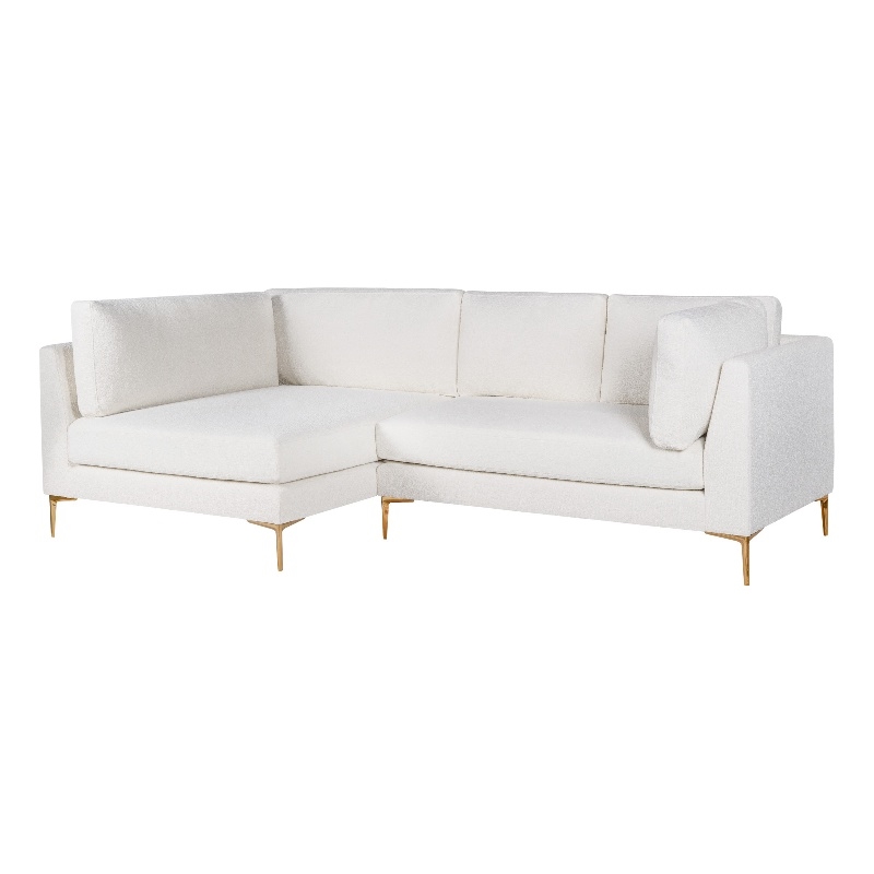 Theodore Living Room Pillow Back Beige Boucle Fabric Left-Facing Sectional Sofa