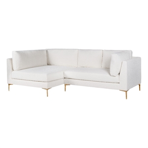 Theodore Living Room Pillow Back Beige Boucle Fabric Left-Facing Sectional Sofa