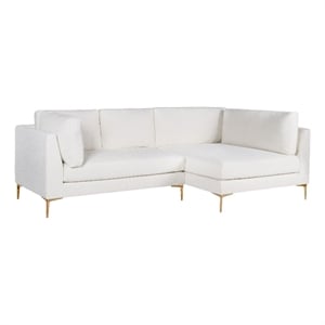 Theodore Living Room Pillow Back Beige Boucle Fabric Right-Facing Sectional Sofa