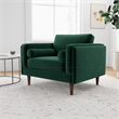 Hudson Modern Living Room Pillow Back Velvet Armchair in Dark Green