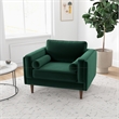 Hudson Modern Living Room Pillow Back Velvet Armchair in Dark Green