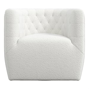 Lutton Modern Living Room Round Back Boucle Fabric Swivel Chair in Cream
