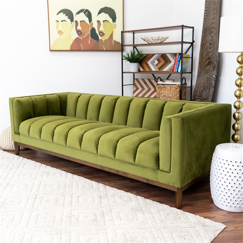 James Mid Century Modern Luxury Living Room Green Velvet Couch