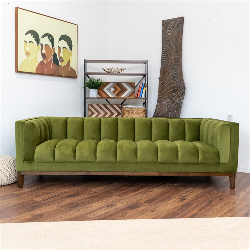 James Mid Century Modern Luxury Living Room Green Velvet Couch