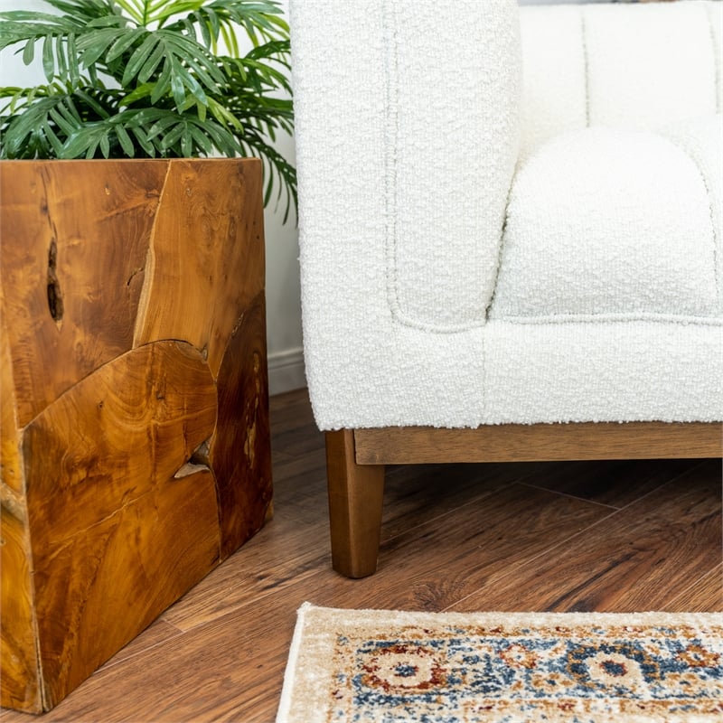 James Mid Century Modern Luxury Living Room White Boucle Fabric Couch