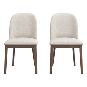Belar Mid-Century Linen Fabric Dining Chairs in Beige (Set of 2)