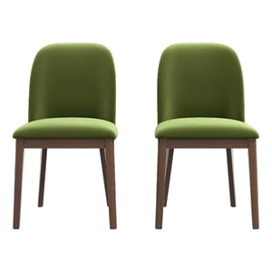 Belar Mid-Century Modern Velvet Dining Chairs in Green (Set of 2)