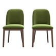Belar Mid-Century Modern Velvet Dining Chairs in Green (Set of 2)