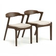 Roxy Mid-Century Modern Velvet Dining Chair in Cream (Set of 2)