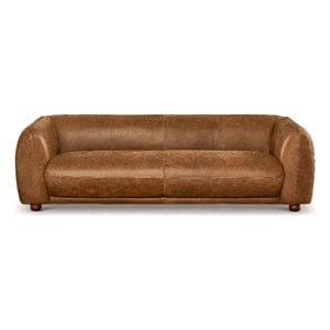 Maylo Mid Century Modern Luxury Italian Leather Couch in Brown Tan