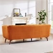 Alosio Mid Century Rectangular Tufted Back Velvet Upholstered Sofa in Orange