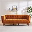 Alosio Mid Century Rectangular Tufted Back Velvet Upholstered Sofa in Orange