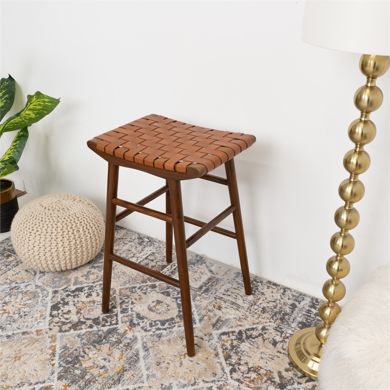 Jean Modern Kitchen Furniture Island Genuine Leather Counter Stool in Tan