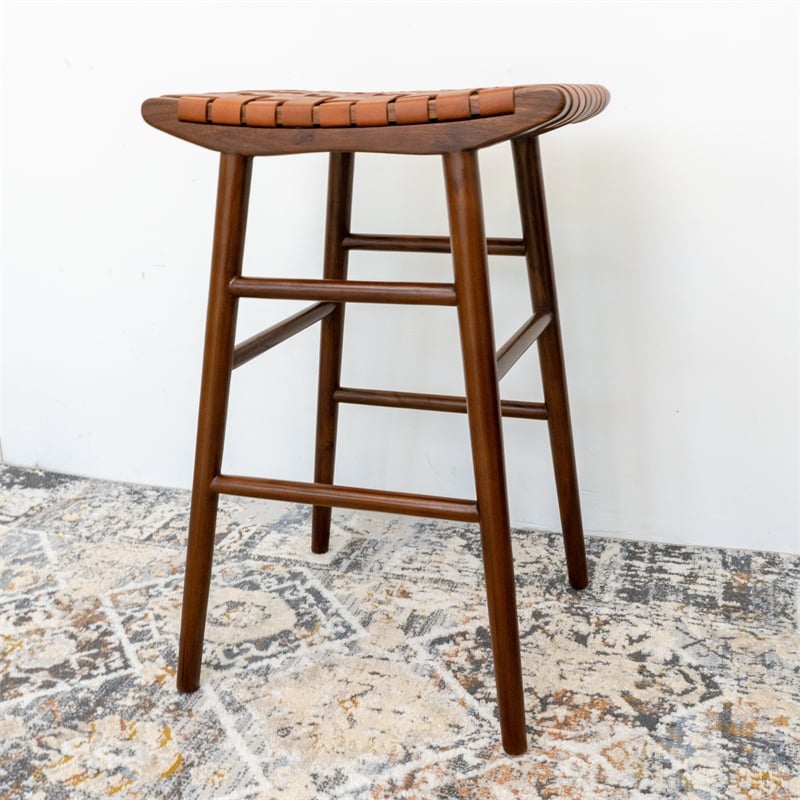 Jean Modern Kitchen Furniture Island Genuine Leather Counter Stool in Tan