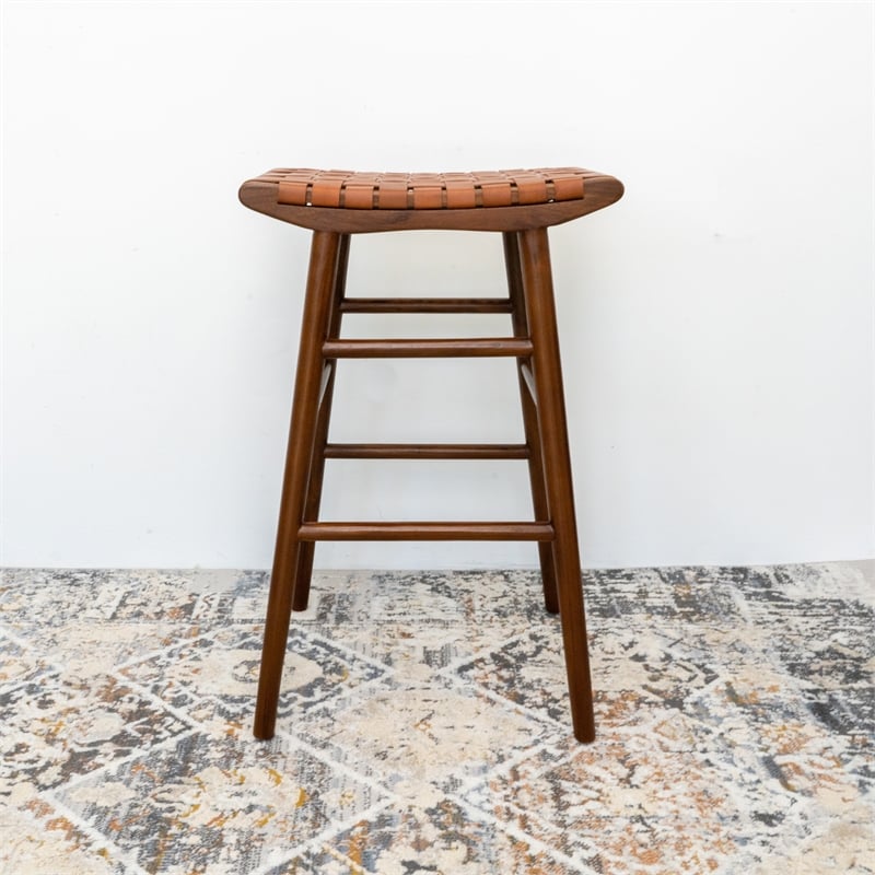 Jean Modern Kitchen Furniture Island Genuine Leather Counter Stool in Tan