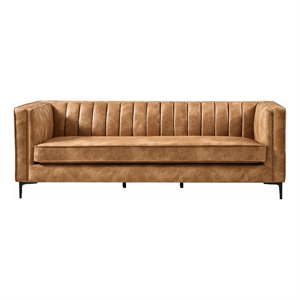 Ashcroft Kendrix 84'' Leather Upholstered Sofa in Cognac Tan