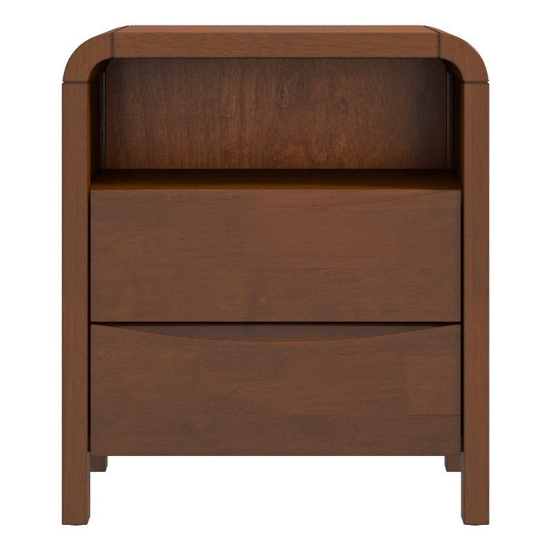 Arton Mid Century Solid Wood Walnut Nightstand Bed Side Tables with 2 Drawers
