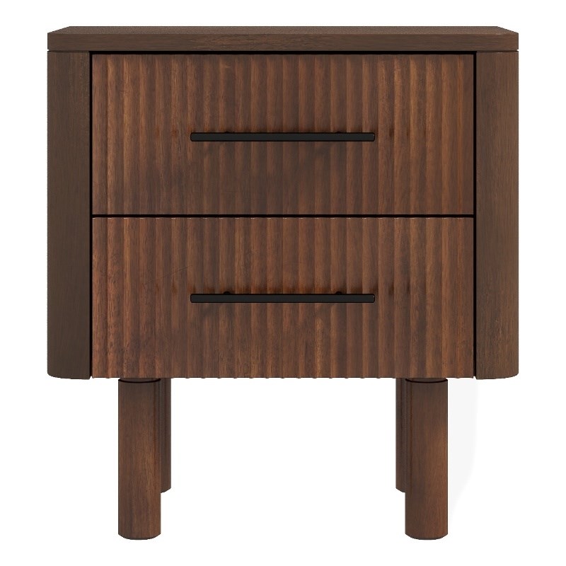 Stan Mid Century Solid Wood Walnut Nightstand Bed Side Tables with 2 Drawers