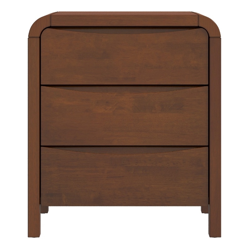 Arton Mid Century Solid Wood Walnut Nightstand Bed Side Tables with 3 Drawers