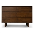 Boston Mid Century Modern Solid Wood Walnut Dresser with 6 Drawers