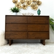 Boston Mid Century Modern Solid Wood Walnut Dresser with 6 Drawers