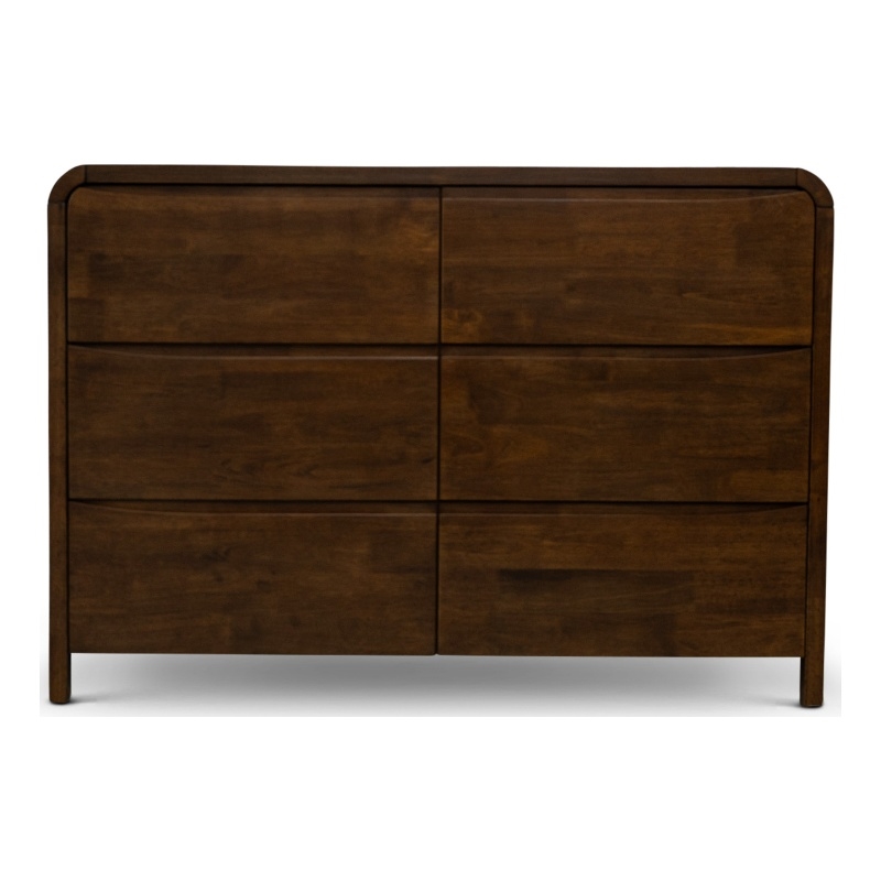 Arton Mid Century Modern Solid Wood Walnut Dresser with 6 Drawers
