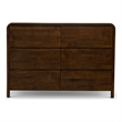 Arton Mid Century Modern Solid Wood Walnut Dresser with 6 Drawers