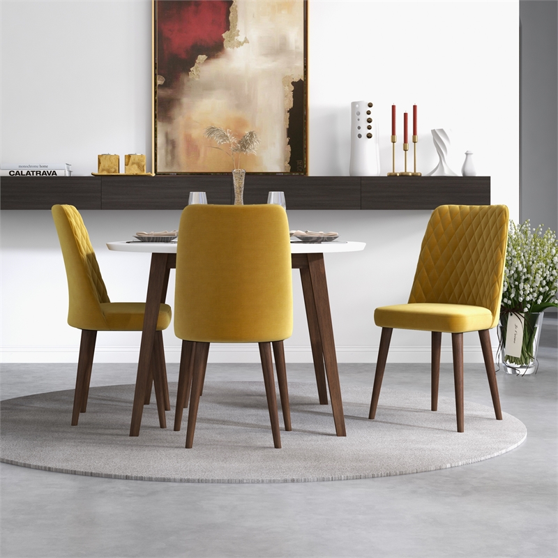 Palm Modern Solid Wood Walnut Dining Room & Kitchen Set for 4
