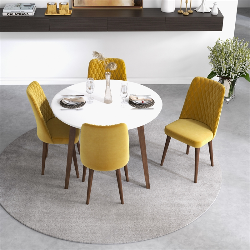 Palm Modern Solid Wood Walnut Dining Room & Kitchen Set for 4