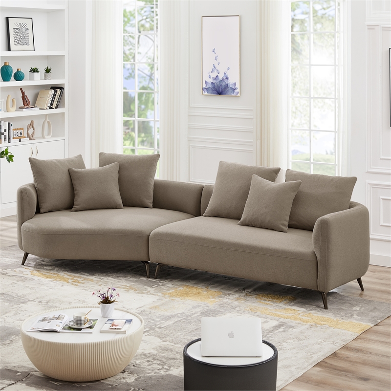 Ashcroft Lusitania Fabric & Solid Wood Left Facing Sectional Sofa in Mocha