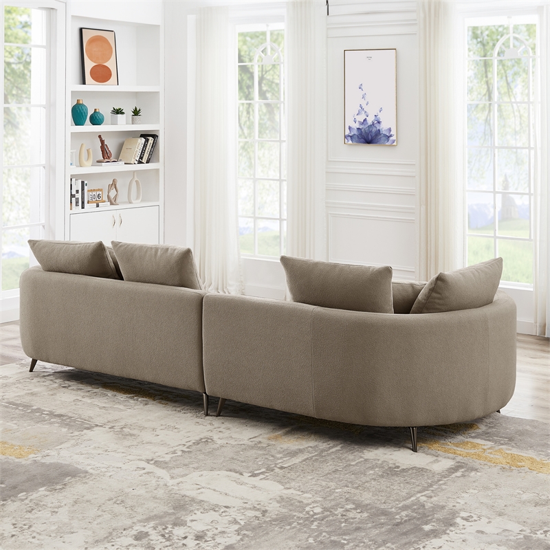 Ashcroft Lusitania Fabric & Solid Wood Left Facing Sectional Sofa in Mocha