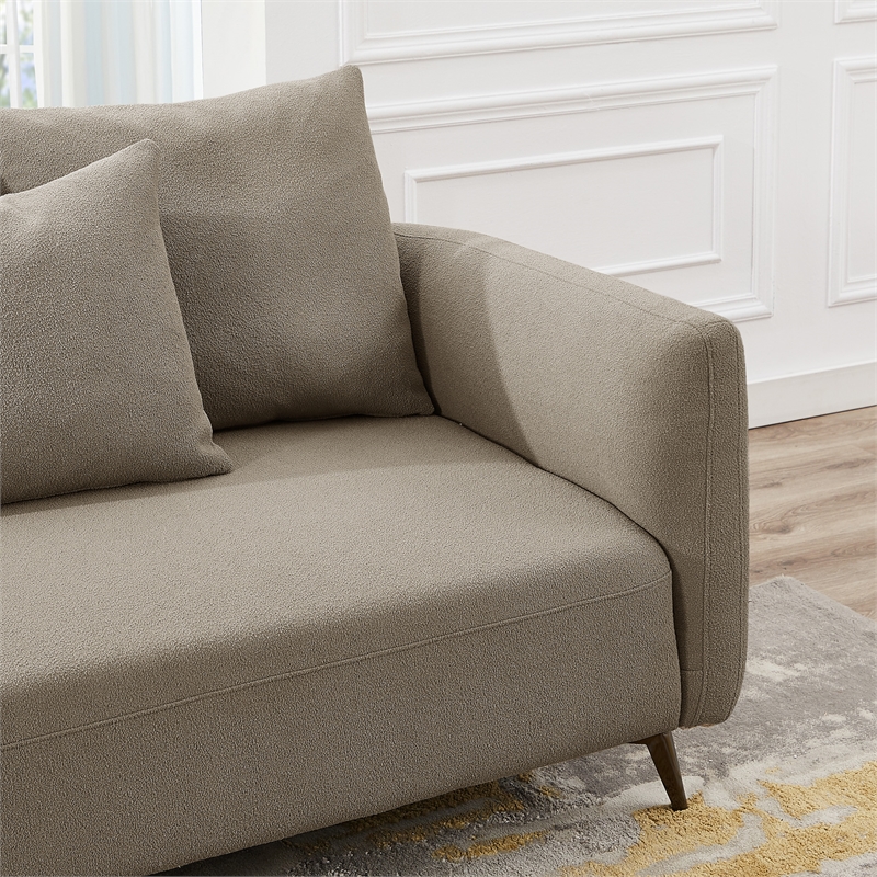 Ashcroft Lusitania Fabric & Solid Wood Left Facing Sectional Sofa in Mocha