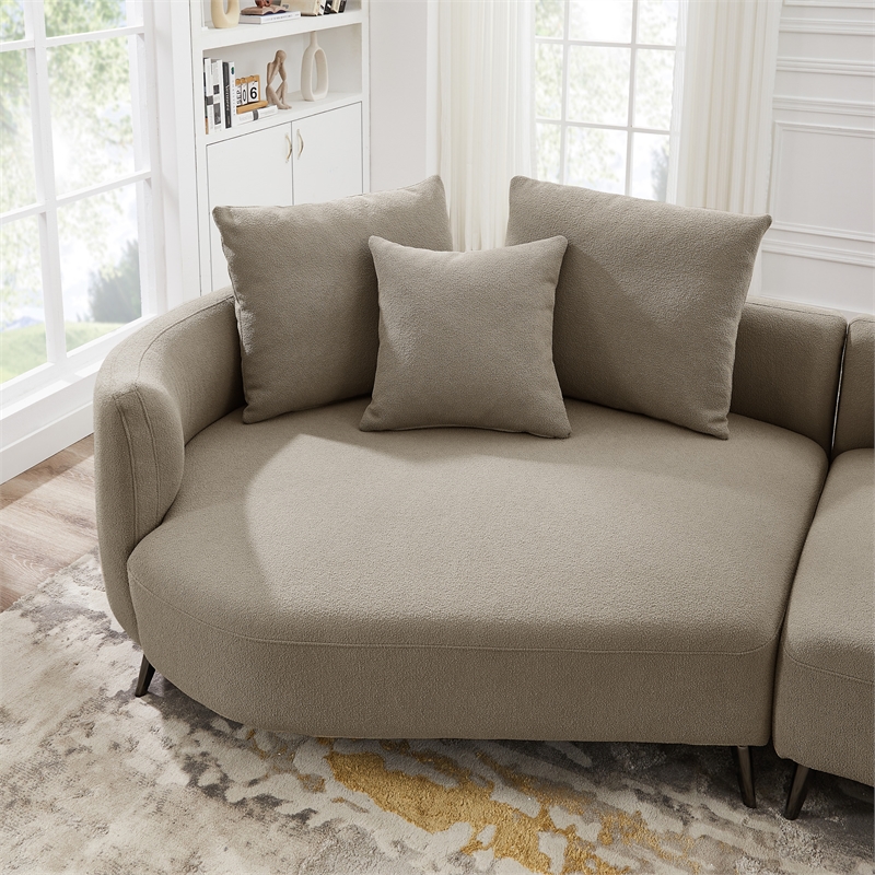 Ashcroft Lusitania Fabric & Solid Wood Left Facing Sectional Sofa in Mocha