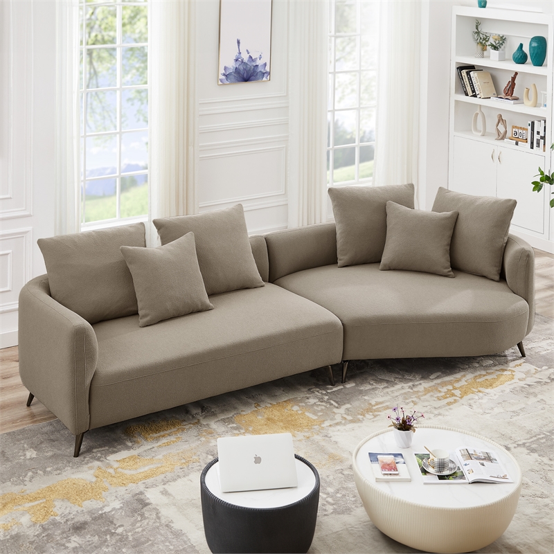 Lusitania Fabric & Solid Wood Right Facing Sectional Sofa in Mocha