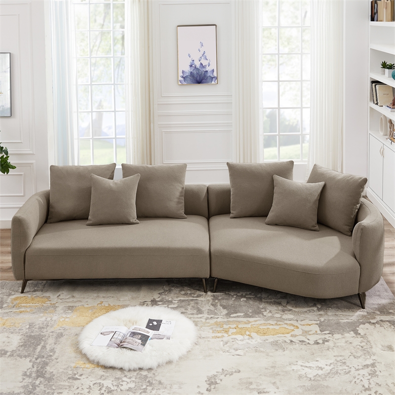 Lusitania Fabric & Solid Wood Right Facing Sectional Sofa in Mocha