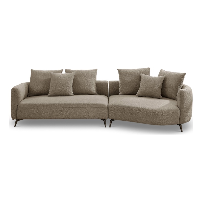 Lusitania Fabric & Solid Wood Right Facing Sectional Sofa in Mocha