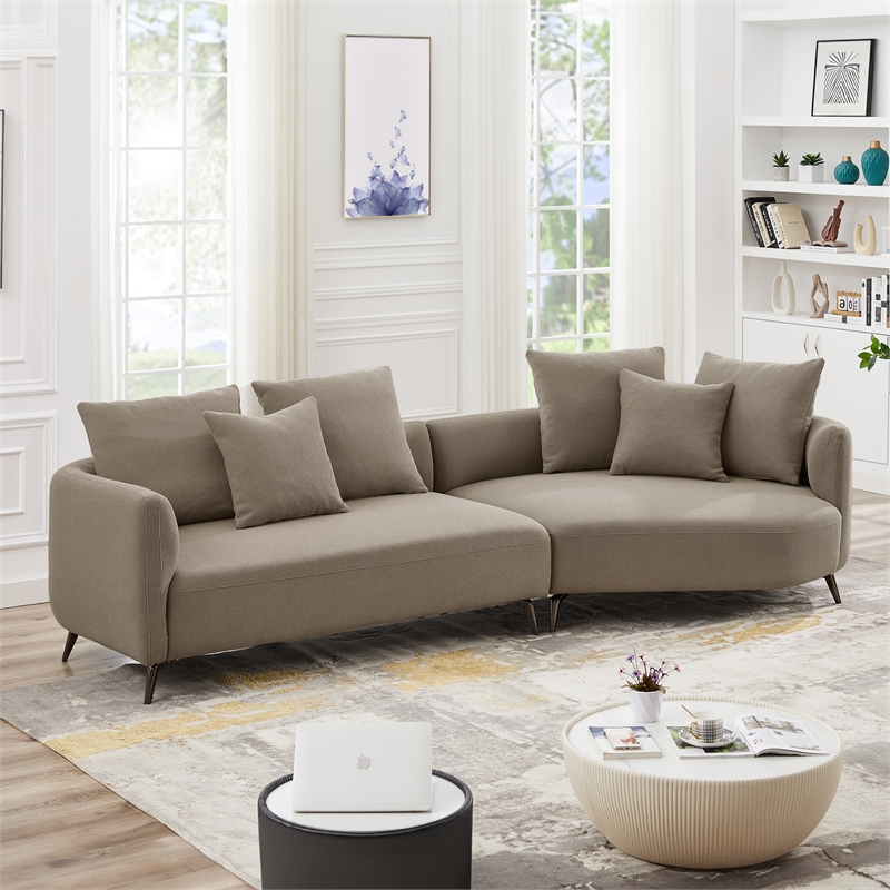 Lusitania Fabric & Solid Wood Right Facing Sectional Sofa in Mocha