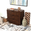 Carla Mid Century Modern Solid Wood Walnut Nightstand with 3 Drawers