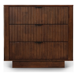 Carla Mid Century Modern Solid Wood Walnut Nightstand with 3 Drawers