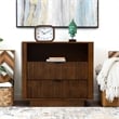 Carla Mid Century Modern Solid Wood Walnut Nightstand with 2 Drawers