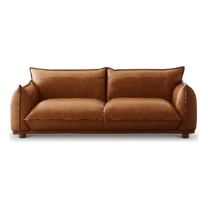 maner mid-century modern luxury living room couch in cognac tan leather