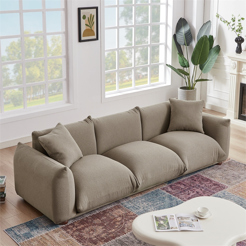 Arter Mid-Century Modern Living Room Luxury Boucle Fabric Couch in Mocha