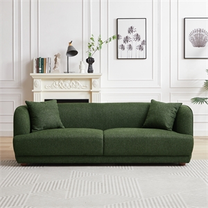 Venar Mid-Century Modern Living Room Luxury Fabric Linen Couch in Green