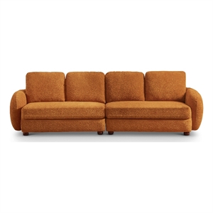 Virgo Mid-Century Modern Living Room Luxury Boucle Fabric Couch in Burnt Orange